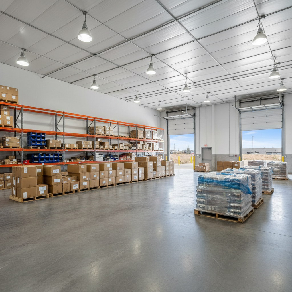 The interior of the 9000 square foot indoor flex storage building at the Middleboro storage yard
